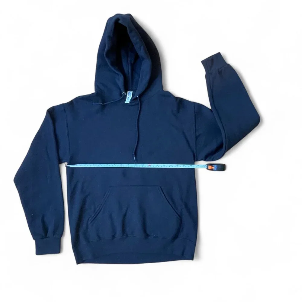 Jerzees NuBlend “JUST PARTY” Graphic Hoodie – Navy Blue, Size S - Picture 3 of 9